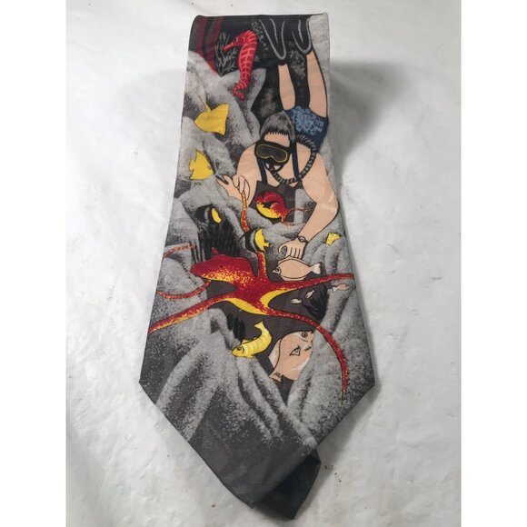 Vintage Marbella Men’s Black Silk Scuba Diver Neck Tie - Picture 6 of 6